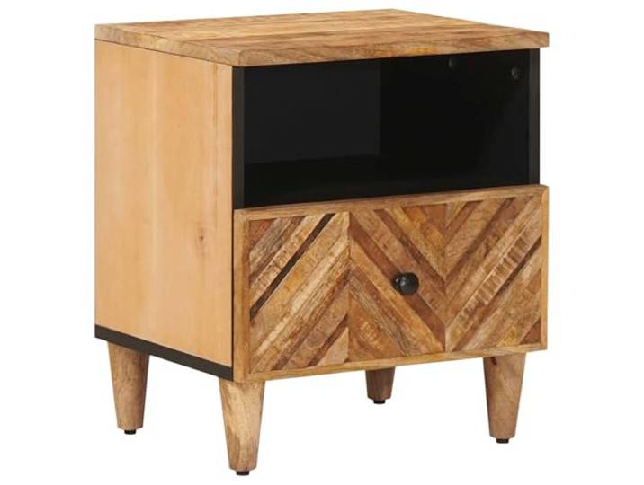 Todiikf Nachttisch Massivholz Mango Braun Beistelltisch 50x33x60 cm Echtholz-Kommode mit Schublade und Messingknöpfen für das Schlafzimmer. Platzeffizient, langlebig und einfach zu pflegen.