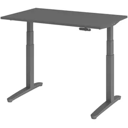 bümö elektrisch höhenverstellbarer Schreibtisch 120x80 cm in graphit, Gestell in graphit - Designer Bürotisch mit Memoryfunktion, elektrischer