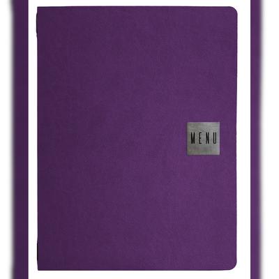 Stil Casa, Set 12 Speisekartenhalter A4, Polyurethan, 24,3x31,6 cm, 3 Innenhüllen, Gummiband, Farbe Violett.