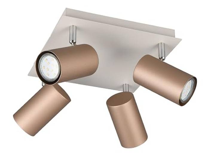 Trio Leuchten Plafonnier MARLEY 802430465\, Métal Coffee/Gris Chaud\, excl. 4x GU10