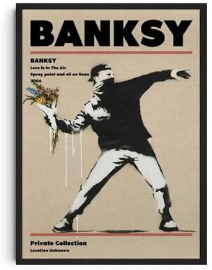Uplift Essentials Banksy Graffiti Art Poster Street Art Series Canvas Mural Modern Banksy Image Wall Art style 8 20x28 In