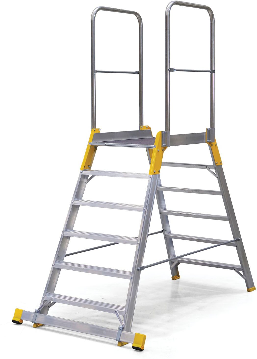B2B Partner Podestleiter, Aluminium, ALVE FORTE, 2x6 Sprossen, Plattformhöhe 1,26 m