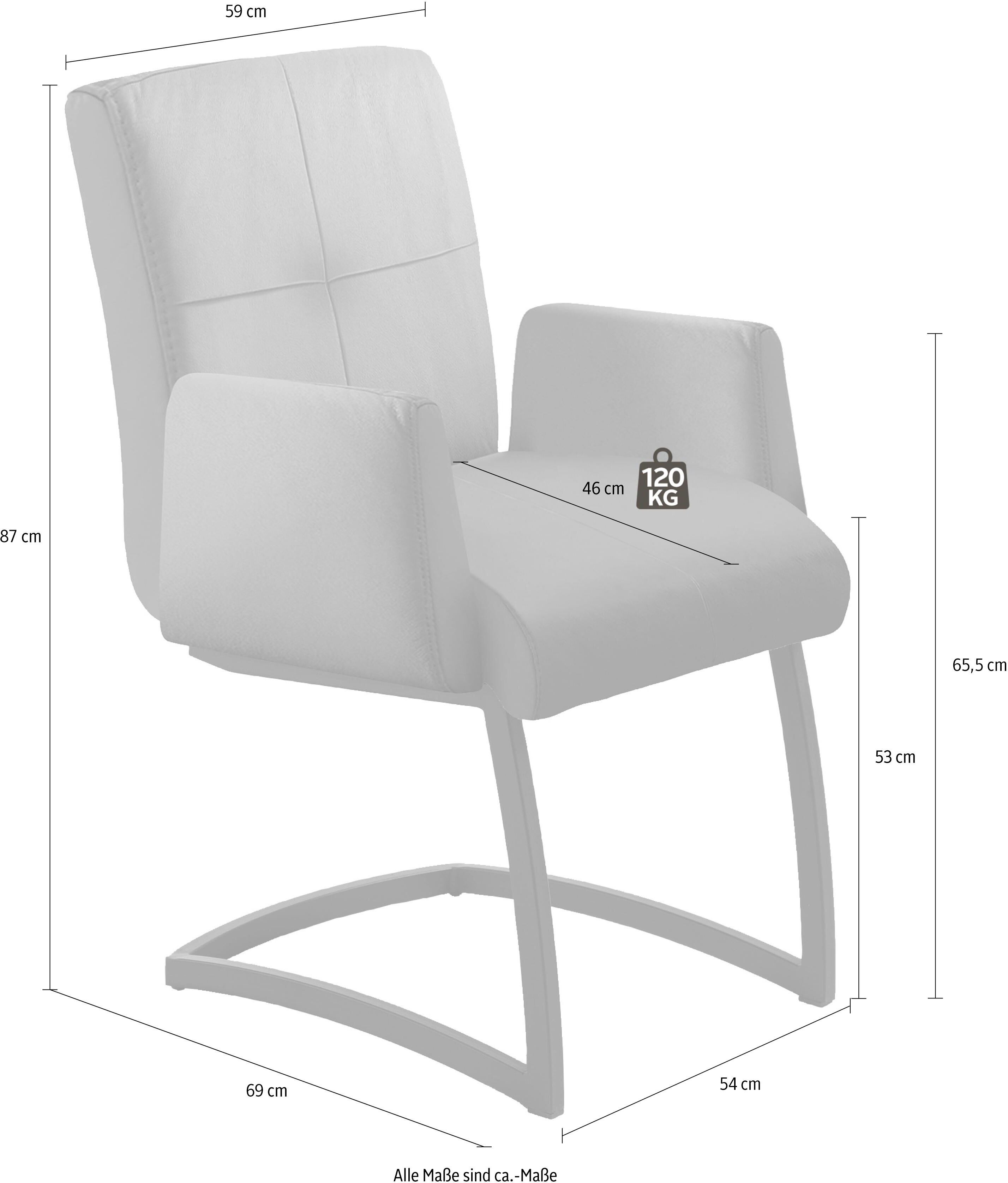 Freischwinger EXXPO - SOFA FASHION "Affogato mit komfortablen Armlehnen", stein, stein, stein, B:59cm H:87cm T:69cm, Leder, Metall, Stühle, Freischwinger, attraktiven Kreuznaht in der Rückenlehne stein, stein, stein B/H/T: 59cm x 87cm x 69cm, NaturLEDER®