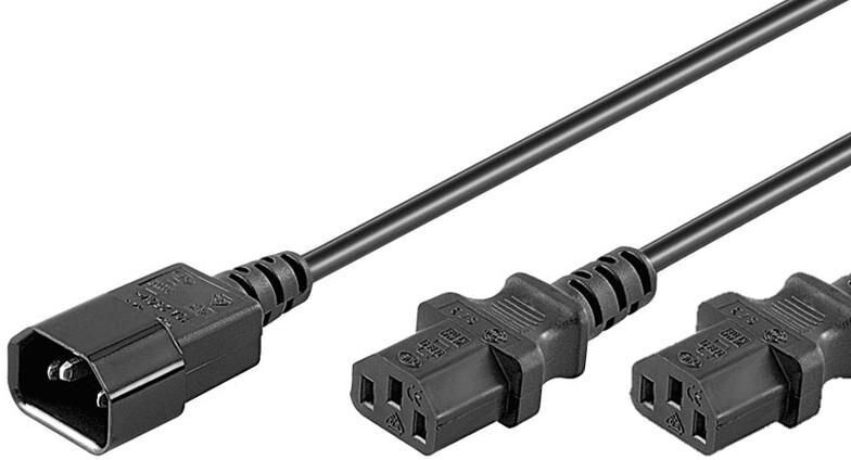Microconnect PE061318 IEC C14 to 2 x C13 Power Splitter Cable Black - 1.8m