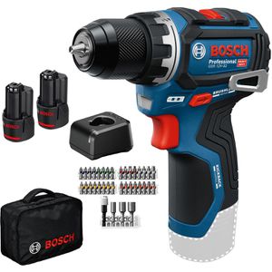 Bosch Akku-Bohrschrauber GSR 12V-32, 12V / 2,0Ah, mit 2 Akkus, 36-teiliges Zubehör und Tasche