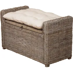 möbel direkt online Rattansitztruhe mit Sitzkissen Cosy grau
