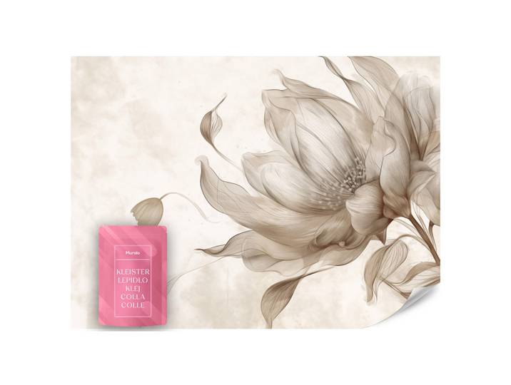 Muralo Fototapete für Wohnzimmer Abstrakte Blume 350x256, Braun, Beige, Papier, Floral, Rechteckig, 350x256 cm, Tapeten & Wandverkleidungen, Fototapeten