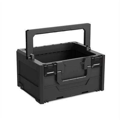 PROREGAL Werkzeugkoffer ToolBox | HxBxT 22x40x40cm | 21,3 Liter | Mit Henkel- & Frontgriff | Schwarz | Werkzeugbox, Transportbox
