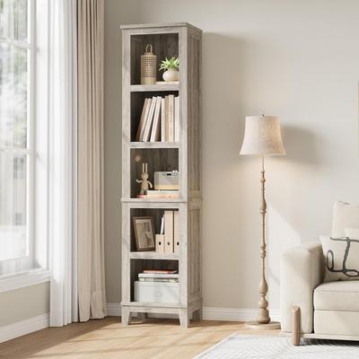 Garvee "71.6"" Farmhouse Arched Pantry Cabinet & Large Bookshelf"
