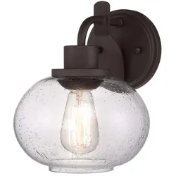 Wandleuchte Lampe Metall Glas Bronze Flurleuchte B 19,9 cm 1 Flammig