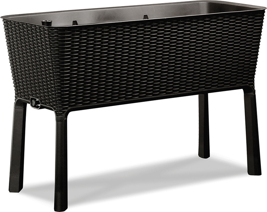 Keter Easy Growing Hoge plantbak met rattanlook - Bruin