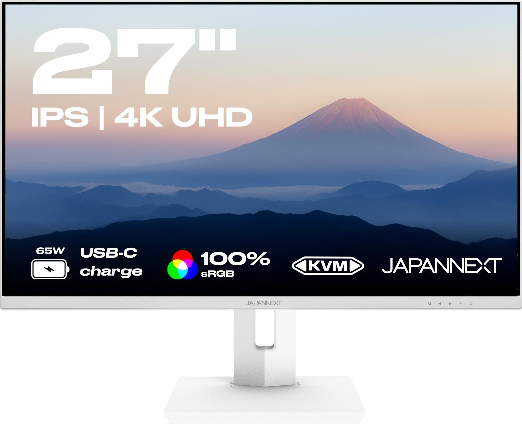 JAPANNEXT JN-IPS27UHDR-C65W-HSP-W, 68,6 cm (27"), 3840 x 2160 Pixel, 4K Ultra HD, LED, 8 ms, Weiß