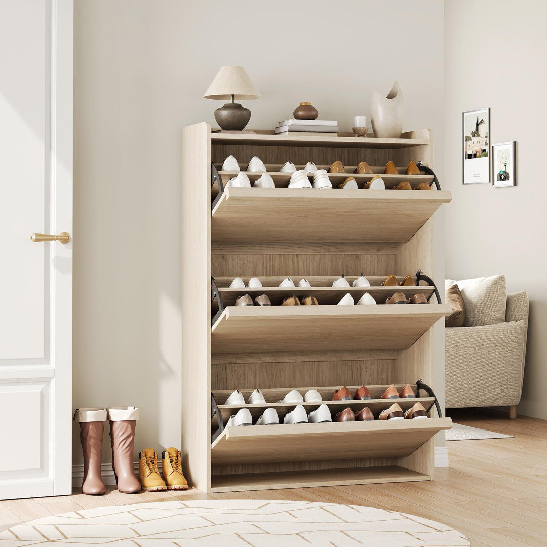 Brayden Studio 24 Pair Shoe Storage Medium Yellow Wood 24