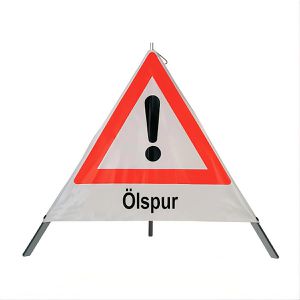 SafetyMarking Faltsignal Gefahrenstelle VZ101, Ölspur, tagesleuchtend, Schenkellänge 90 cm