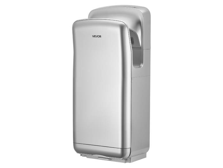 Sèche-mains vertical VEVOR\, sèche-mains électrique à jet d'air avec filtre HEPA\, moteur 19 000 tr/min et double flux d'air\, sèche-mains automatique en ABS avec ions négatifs\, à fixation murale pour usage professionnel\, couleur argent
