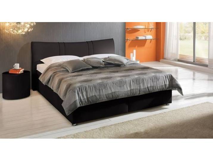 Polsterbett Venetien Kunstleder mit Bettkasten 180x200cm Schwarz klassischer Stil,