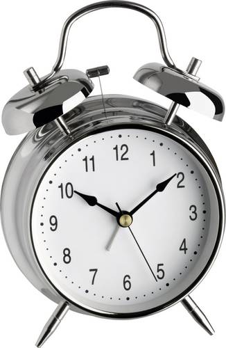 TFA Dostmann 98.1043 Quarz Wecker Silber Alarmzeiten 1