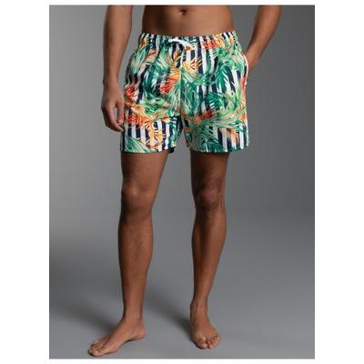 Shorts TRIGEMA "TRIGEMA Bade-/Freizeitshorts mit Druckmotiv", Herren, Gr. XXL, Normalgrößen, weiß, Web, 50% Baumwolle, 50% Polyamid, Hosen Shorts
