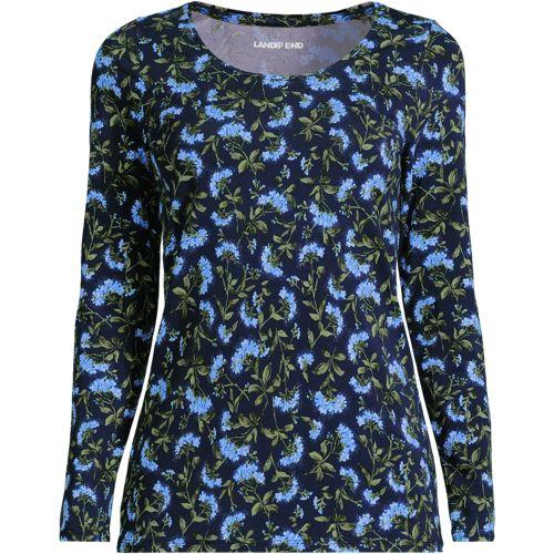 Baumwolle/Modal-Shirt mit Ballett-Ausschnitt für Damen, Damen, size: regular, Blau, Baumwolle Modal, by Lands' End