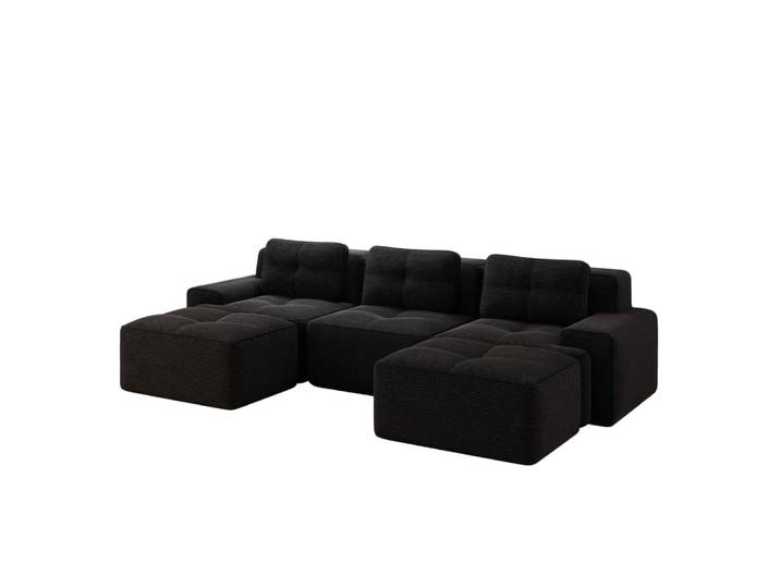Canapé modulaire en velours côtelé avec confort nuage noir
