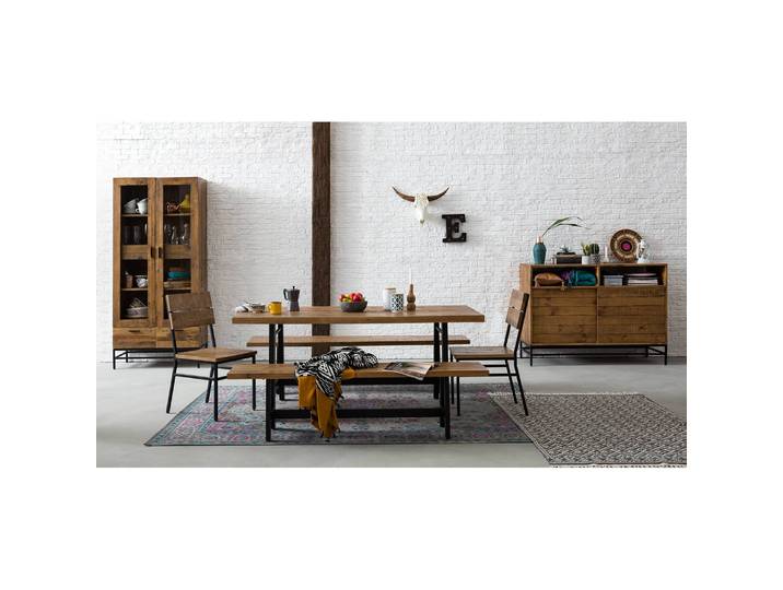 Vitrine 90 x 200 x 45cm Marron/Pin foncé