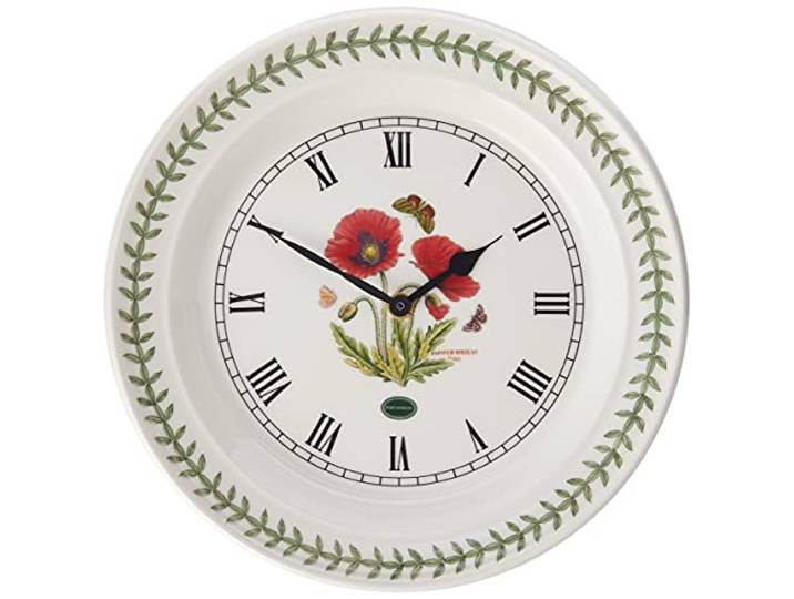 Portmeirion Home & Gifts Botanic Garden Poppy Portmeirion wandklok, veelkleurig, 25,4 x 25,4 cm