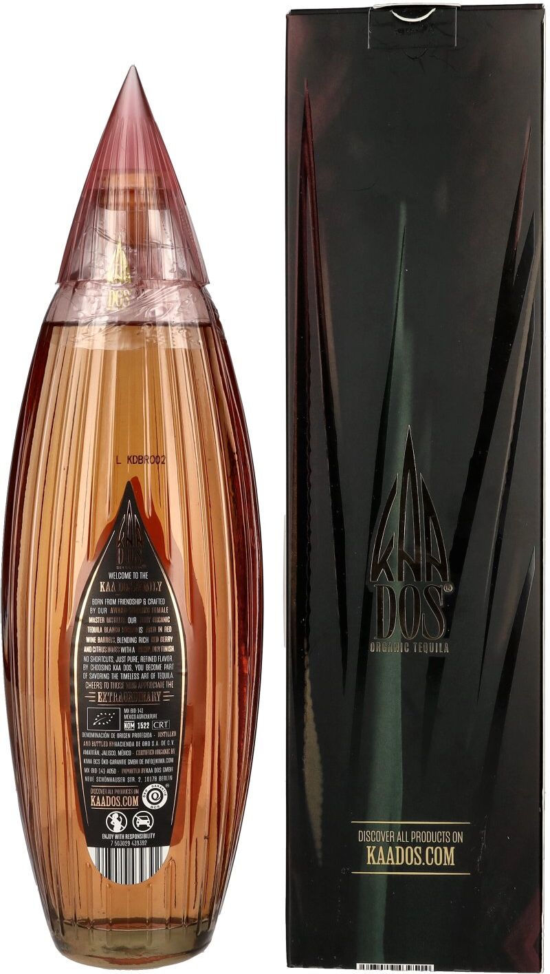Kaa Dos Selection Organic Tequila BLANCO ROSADO 100% Puro de Agave Azul 40% Vol. 0,7l in Geschenkbox