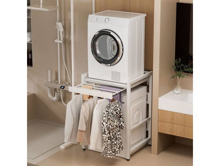 BIPLUT Armoire Étagère pour machine à laver salle de bain Étagère pour lave-linge séchant 63*73*105cm