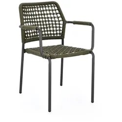 Gartenstuhl Rajada aus Aluminium, modernes Design, stapelbar, Grün Anthrazit, Outdoor