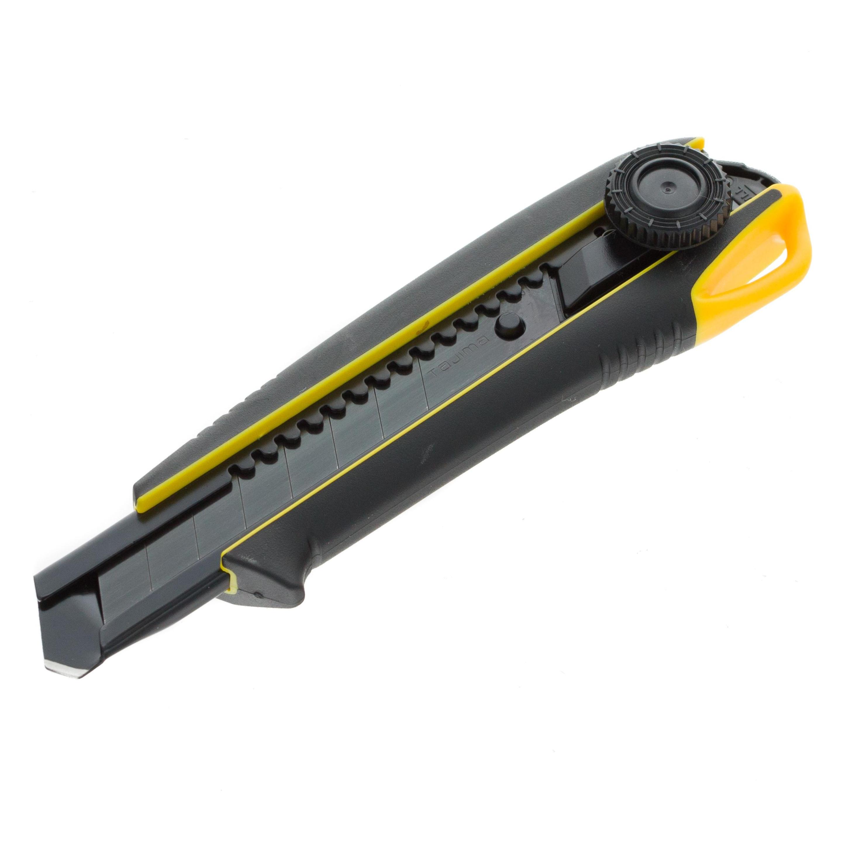 Tajima Verstärktes Gummimesser mit zerbrechlichen 18 mm schwarzen Klingen, befestigt mit einem Tajima-Rad (Cutter) (404067)