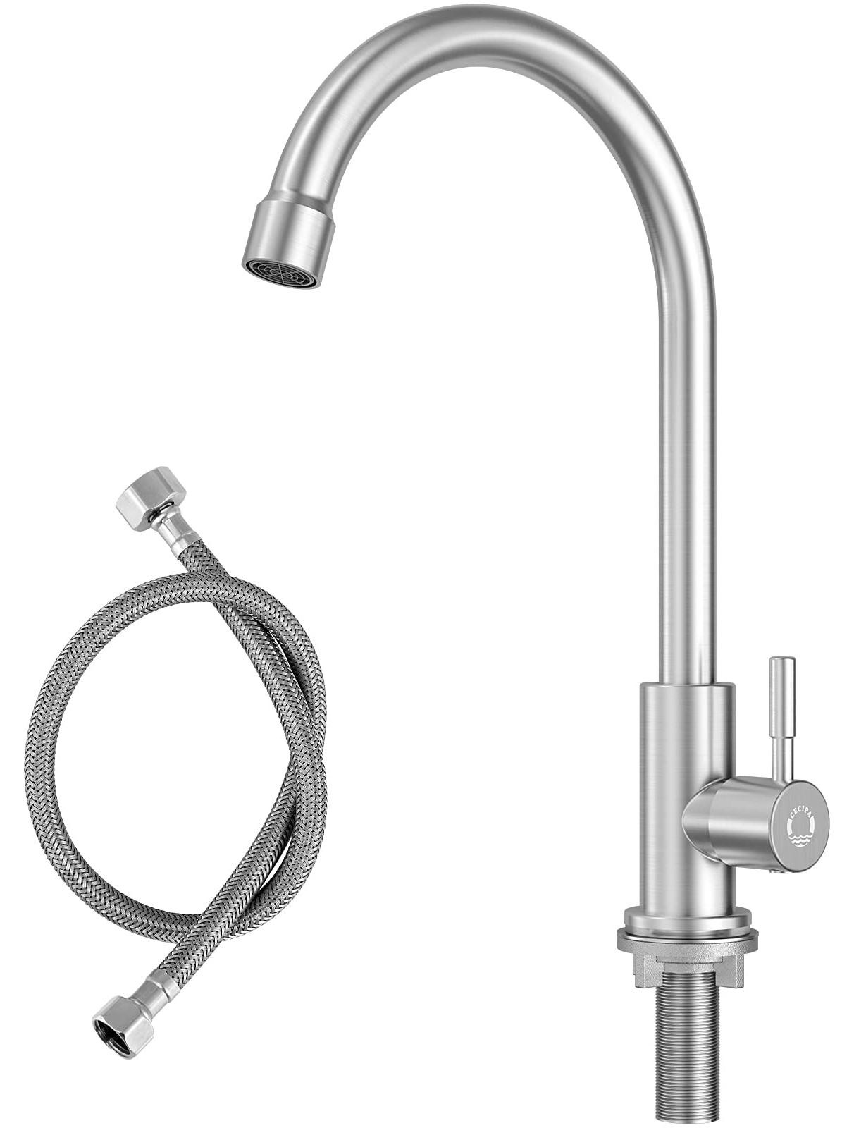 Merkloze koudwaterkraan voor de keuken, roestvrij staal, 60 cm