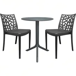 Set aus 2 Matrix-Stühlen mit rundem, schwarz gespritztem Tisch