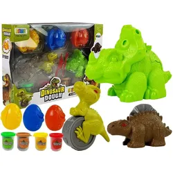 Spielteig Dinosaurier Eierform 12 Stück 4 Farben