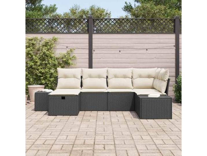 KTHLBRH Modulares Sofa-Set, 7-teilig, Polyrattan, für den Außenbereich Witterungsbeständig, Stahlrahmen, Kissen mit Reißverschluss, reorganisierbares Design