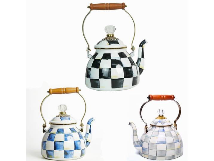 Bouilloire à thé en émail de 2.5 litres, théière Vintage émaillée, cuisinière pour eau, café, théière, décoration de cuisine à domicile avec poignée