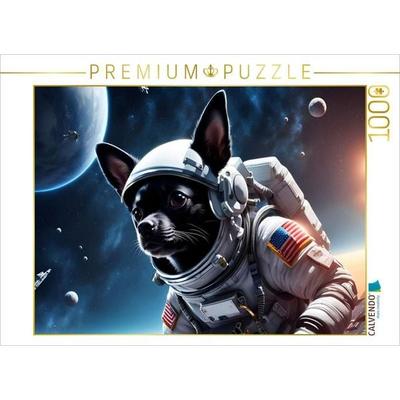 CALVENDO Puzzle Chihuahua Raumfahrer schwebend im Weltraum | 1000 Teile Lege-Größe 64x48cm Foto-Puzzle für glückliche Stunden