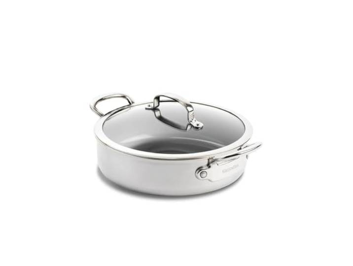 GreenPan Premiere 3-Ply Schmorpfanne 26 cm, Glasdeckel 3-Ply Edelstahl, Keramik-Antihaft, für Induktion, Glasdeckel