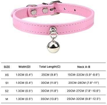 Uplifted Finds Colorful Adjustable Leather Pet Collar With Bell pink m