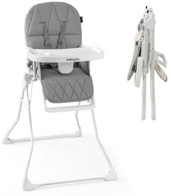 Costway Easy Clean Compact Highchair with Removable Adjustable Tray and PU Seat Cushion-Gray