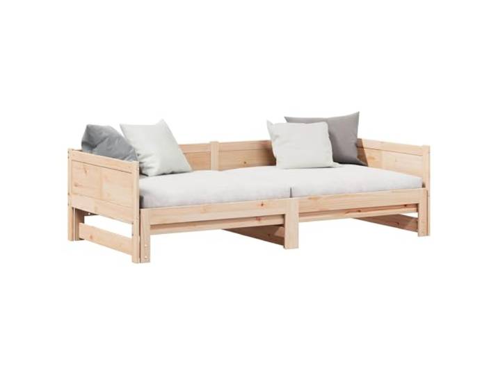 Keeushr Ausziehbares Tagesbett Kiefer Natur 203,5 x 184 x 56,5 cm Massivholz Kiefer, ausziehbares Zusatzbett, schöne Rückseite, einfache Montage, feuchtes Tuch Pflege