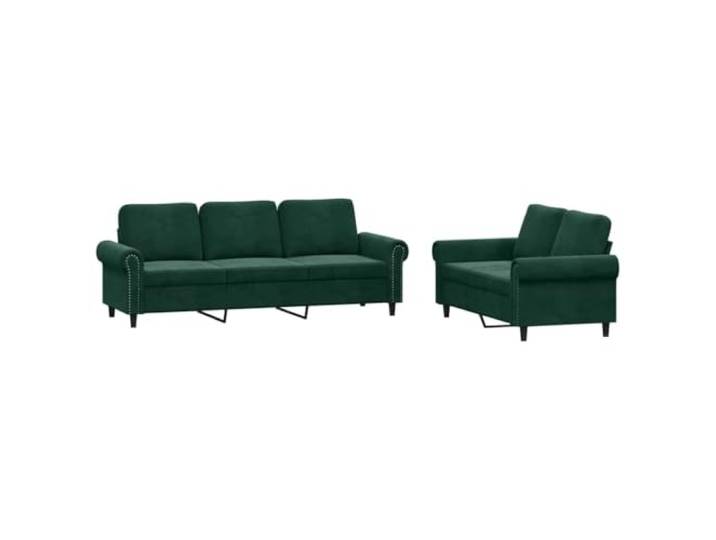Coespram 2-tlg. Sofagarnitur 2-Sitzer & 3-Sitzer Dunkelgrün Samt Elegantes Polstermöbel-Set fürs Wohnzimmer mit weichem Bezug und dicken Schaumstoffkissen für entspannte Stunden.
