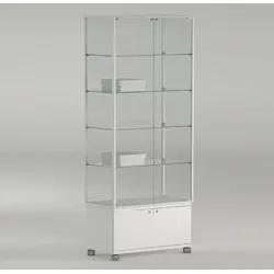 Hoch Vitrine Glas Alu mit Unterschrank auf Rollen JT-A91MAP