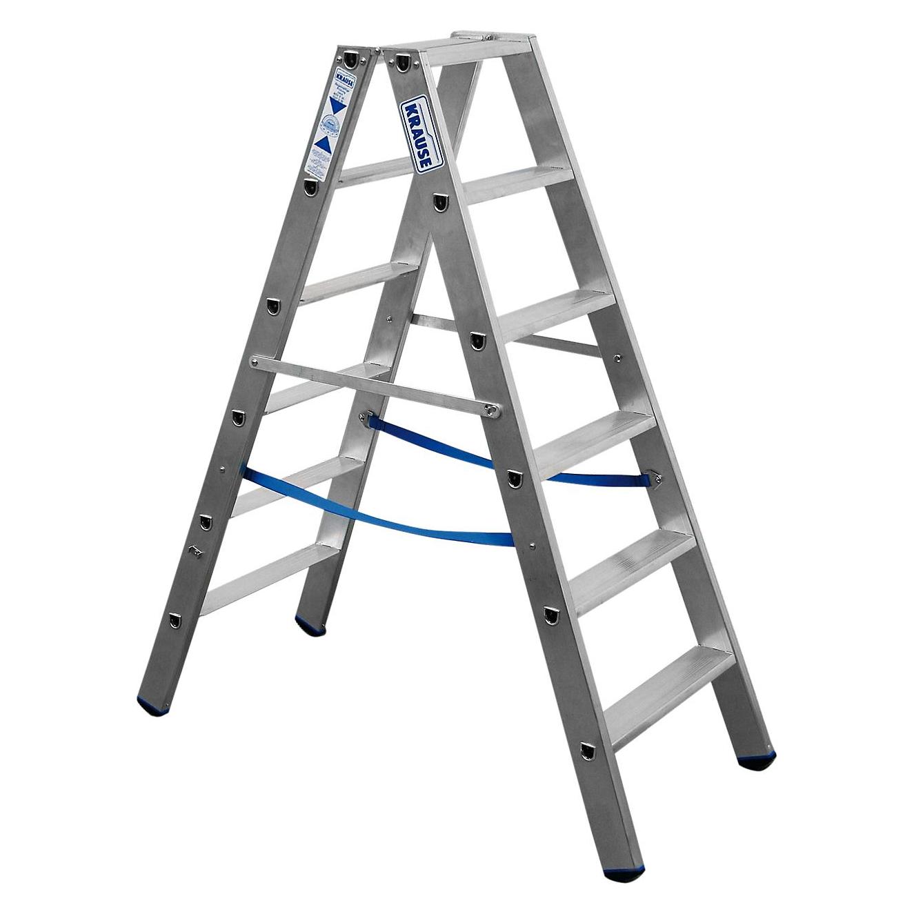 Krause Alu-Stufendoppelleiter, ohne Rollen (Stehleiter, 130 cm) (124739)