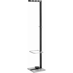 Alco Garderobenständer 2877-11, schwarz, mit 10 Haken, aus Metall, 178 x 35cm
