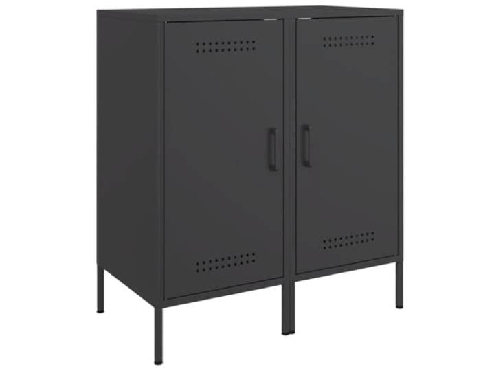Fisinber Sideboard 2er Set Metall Beistellschrank Schwarz 36x39x79 cm Kompakte Anrichte im Industrie-Design für Schlafzimmer und Wohnzimmer mit verstellbaren Schraubfüßen und Fach.