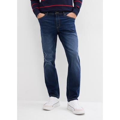 Regular-fit-Jeans BONPRIX "Regular Fit Stretch-Jeans, Straight", Herren, Gr. 54, N-Gr, blau (dunkelblau denim), Obermaterial: 98% Baumwolle, 2% Elasthan, regular fit, Jeans, Regular-fit-Passform, mit Elasthan-Anteil, im Casual Stil
