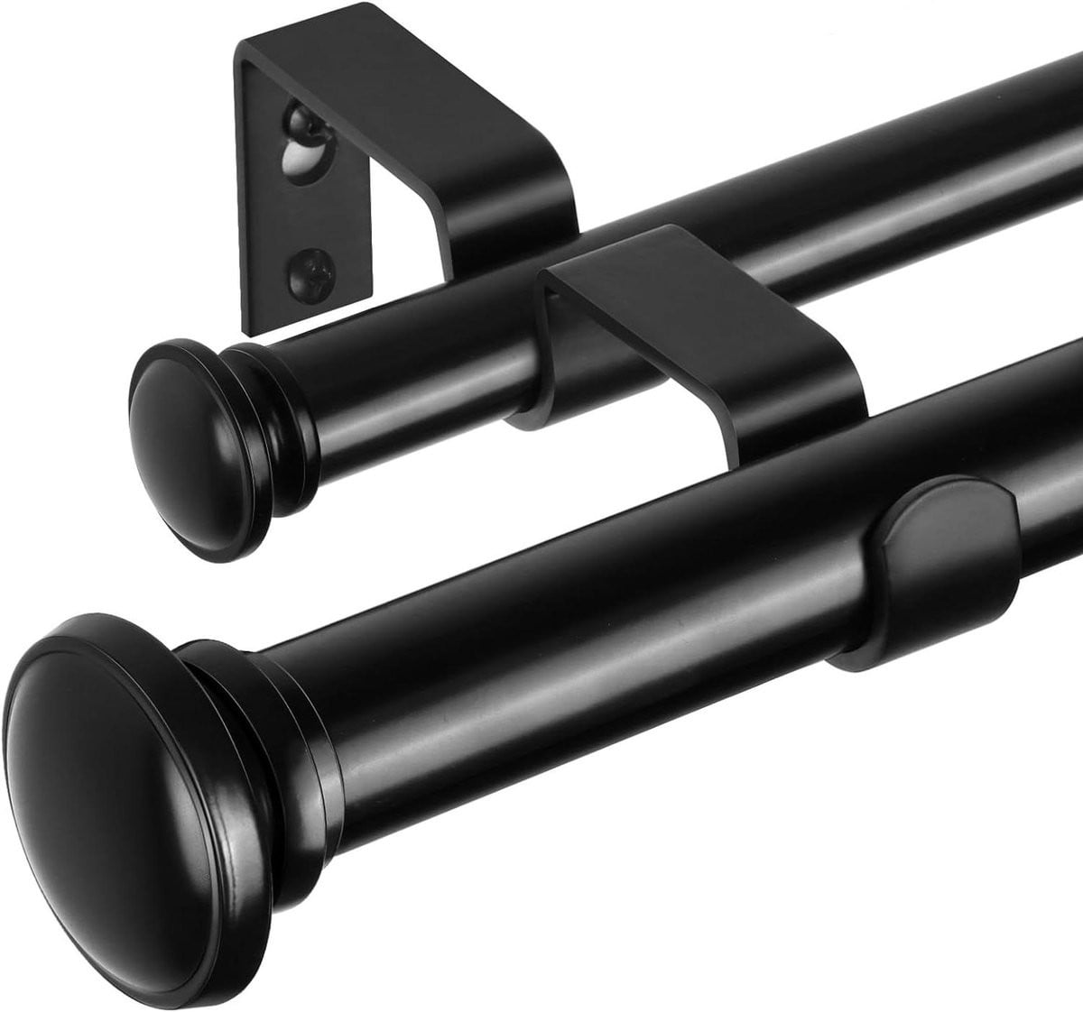 Dubbele Gordijnroede Set Zwart - Telescopische Gordijnstang voor Raamdecoratie - 366 cm