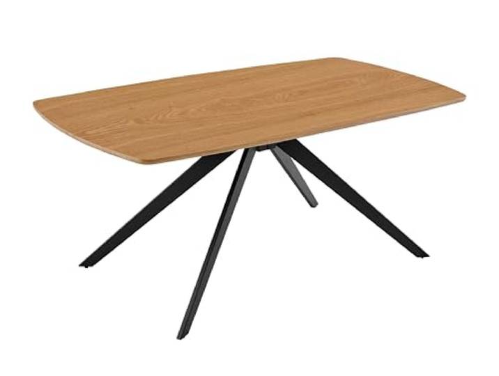 byLIVING Esstisch Jason, Echtholzfurnier & abgerundete Kanten, Küchentisch Tischplatte in Eiche natur, Spinnenfußgestell in schwarz, 160 x 90, H 75 cm