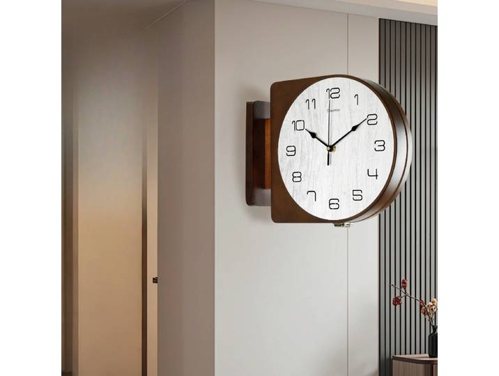 ‌ Horloge murale triangulaire double face – Design minimaliste moderne, décor de salon créatif, mouvement silencieux, horloge de mode unique