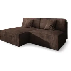 ECKSOFA FIORO P Braun Kordstoff mit Schlaffunktion